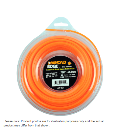 DIAMOND EDGE TRIMMER LINE  .130" / 3.30MM DONUT  LENGTH 20M