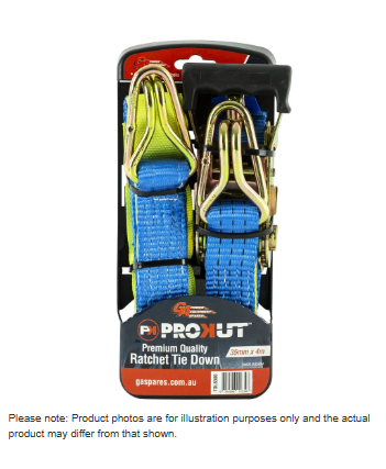 PROKUT RATCHET TIE DOWN STRAP  1500KG LASHING CAPACITY  35MM WIDE, 4M LENGTH